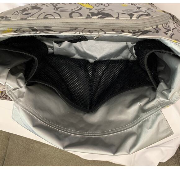 JuJuBe Diaper Bag Gray Yellow Chick Grey Bird Trees 13 Compartments Changing Mat - Picture 4 of 16